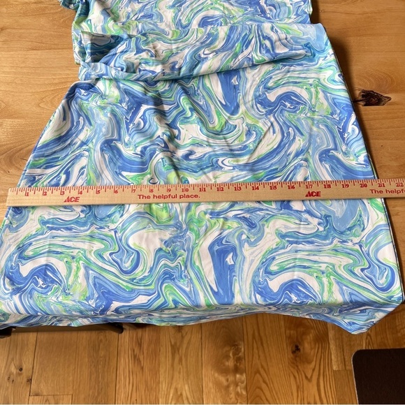 J MCLAUGHLIN ELORA DRESS M WATERCOLOR COASTAL CATALINA CLOTH RUCHED SUMMER CHIC - Picture 11 of 13